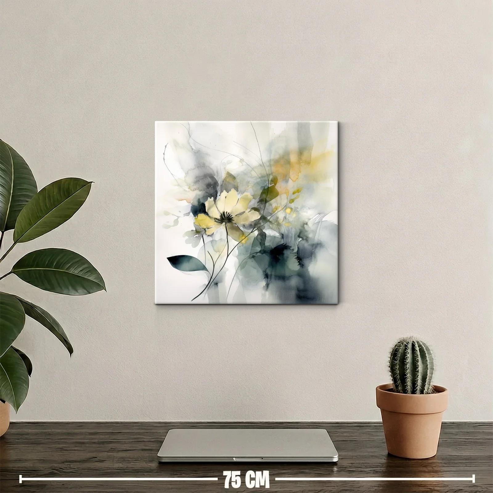 Cuadro floral acuarela en tonos suaves y difuminados — miniatura 2