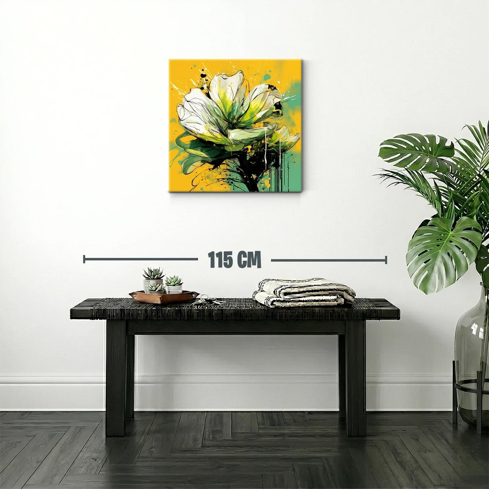 Flor abstracta vibrante en tonos verdes y amarillos — miniatura 2