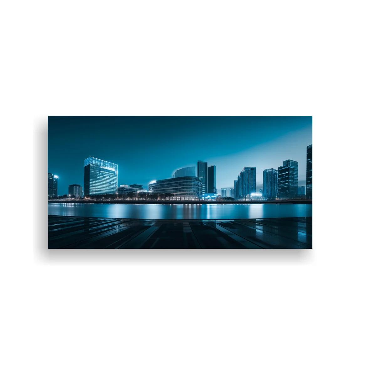 Cuadro skyline urbano contemporáneo junto al agua