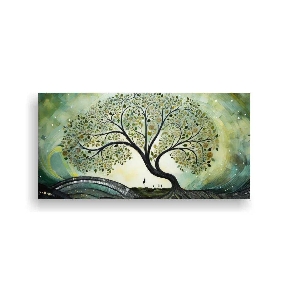 Cuadro árbol de la vida con pareja bajo ramas onduladas — imagen principal