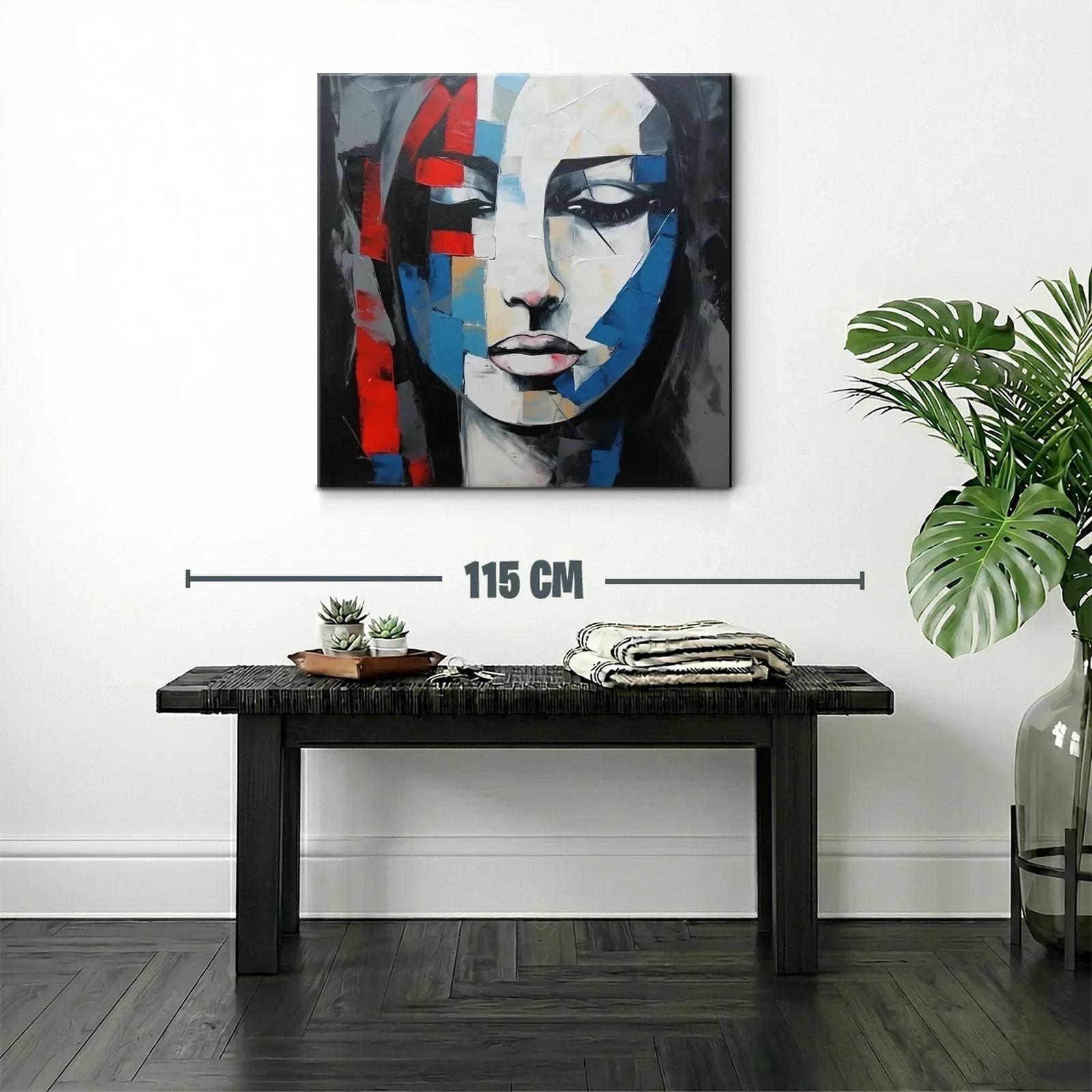 Retrato abstracto vibrante con toques rojos y azules — miniatura 2