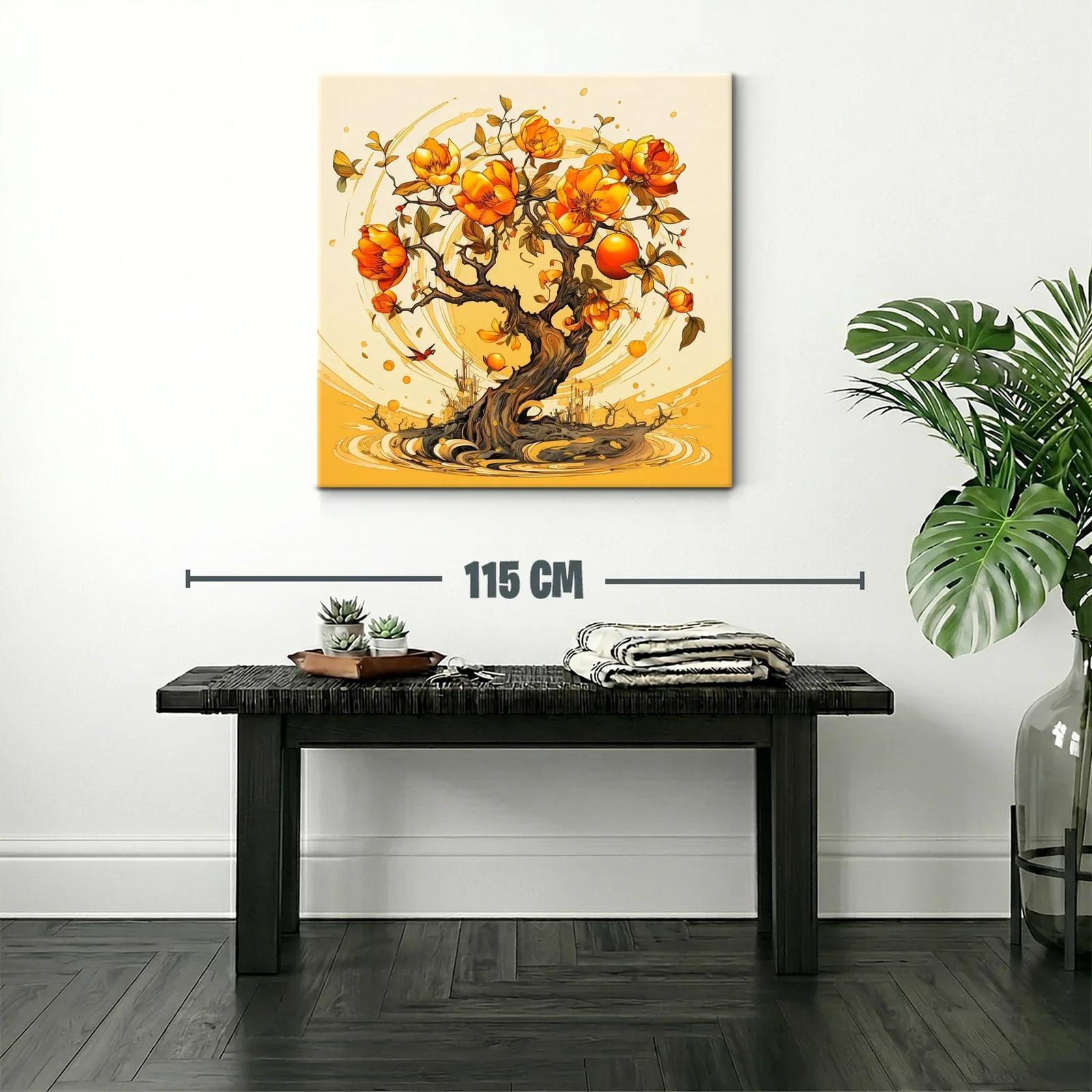 Árbol con flores y frutos en tonos cálidos y vibrantes — miniatura 2