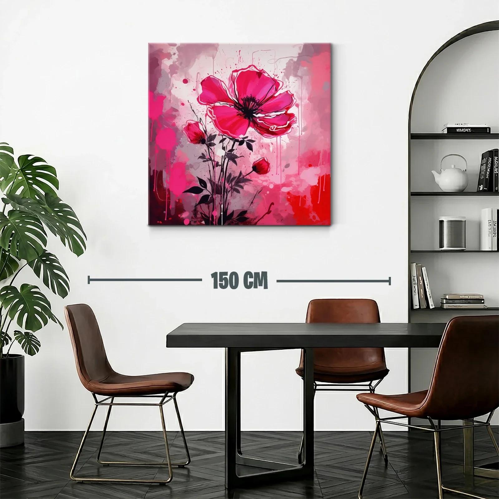 Cuadro floral vibrante con grandes pétalos rosas — miniatura 2