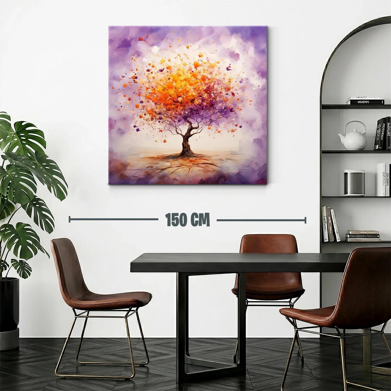 Árbol vibrante con explosión de hojas en tonos cálidos y morados — miniatura 2
