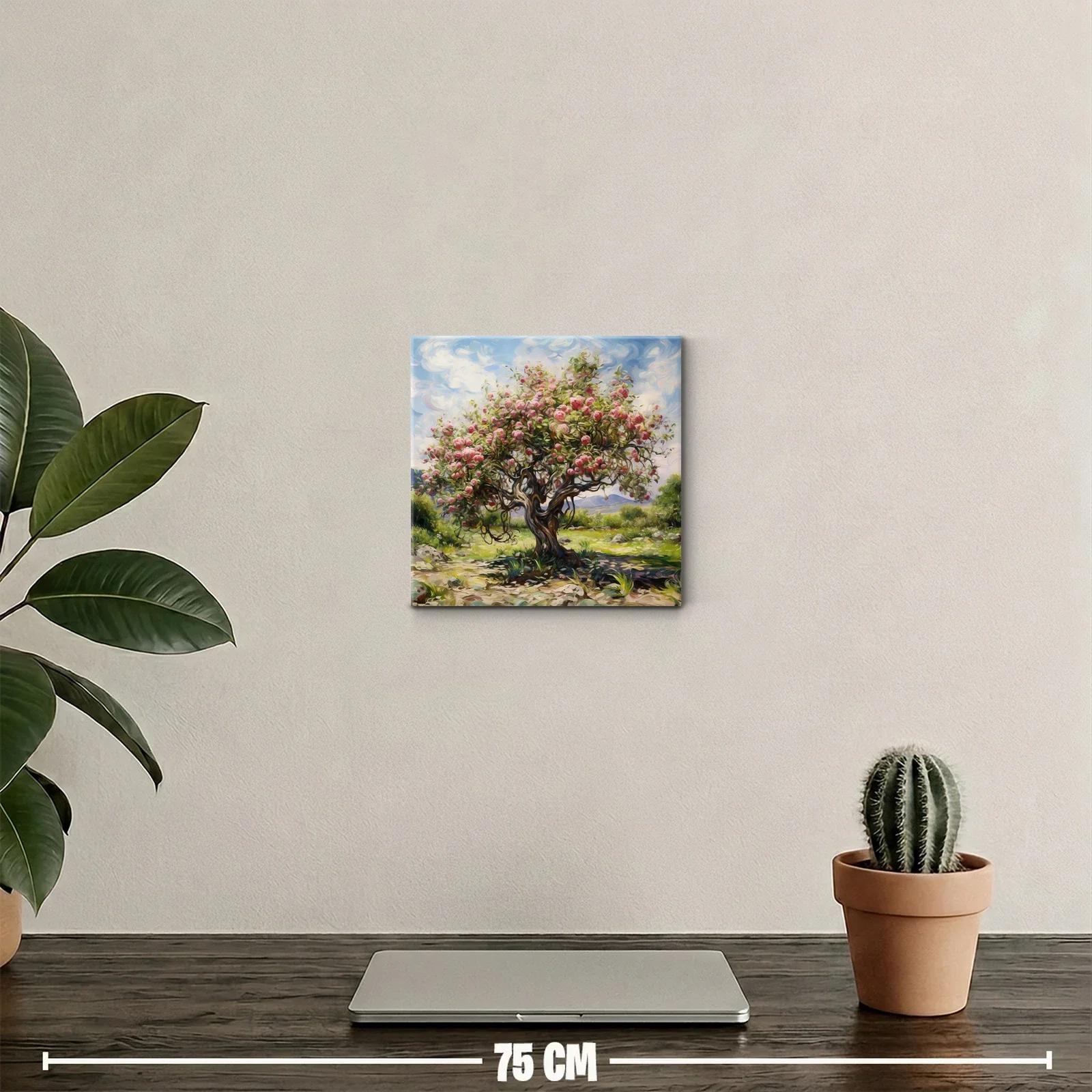Árbol florido con manzanas en paisaje natural — miniatura 2