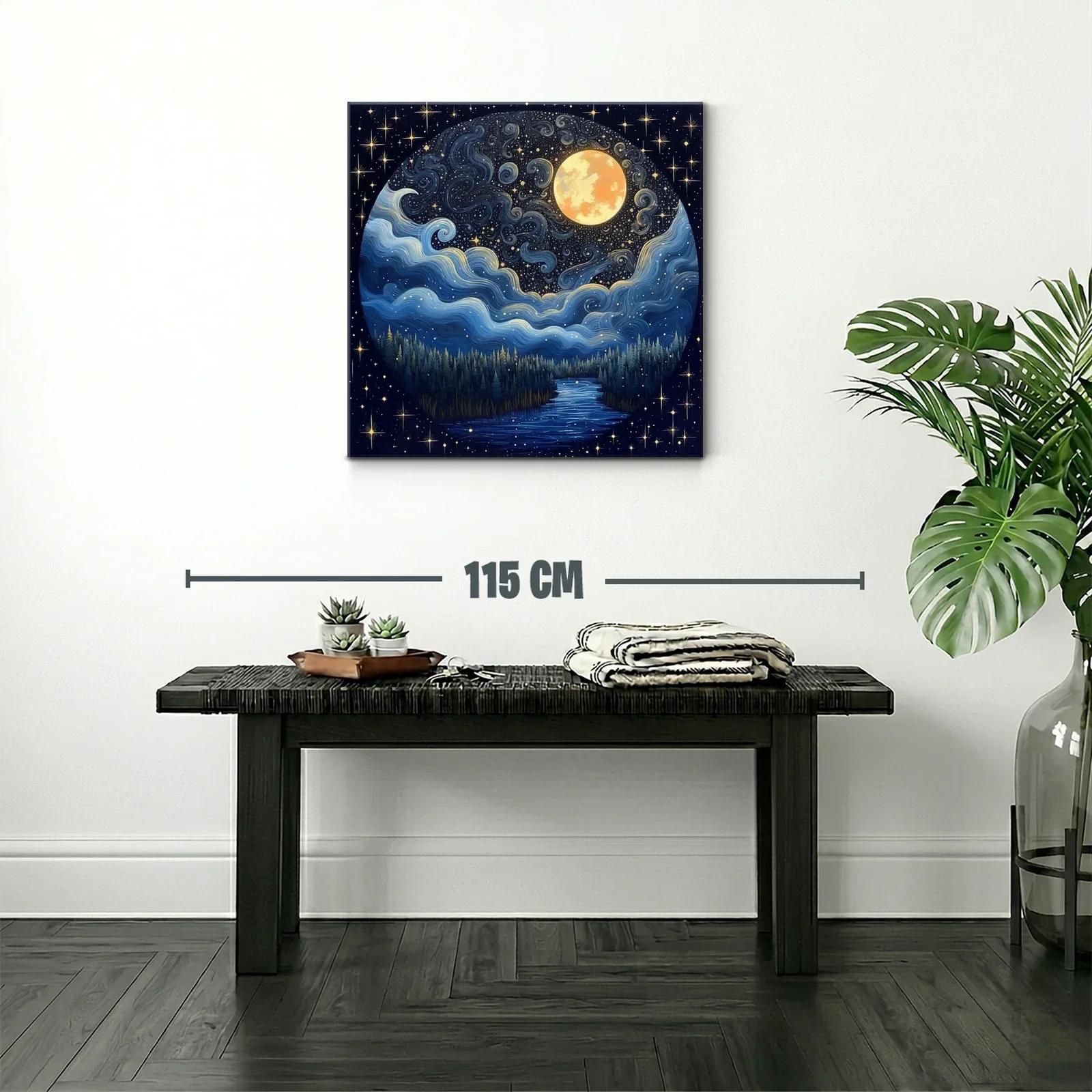 Paisaje nocturno con luna llena y cielo estrellado — miniatura 2