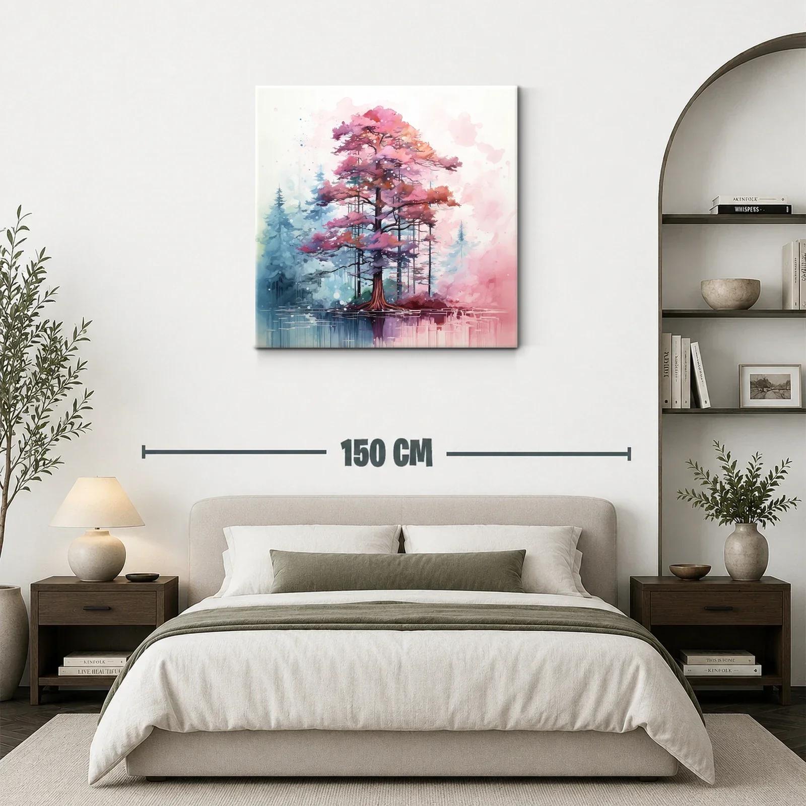 Árbol en tonos rosas y azules con reflejo en agua — miniatura 3