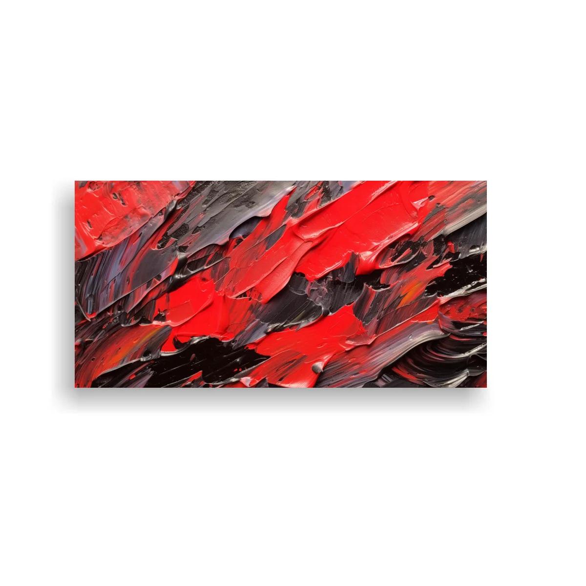 Cuadro pinceladas abstractas rojas y negras con empaste grueso