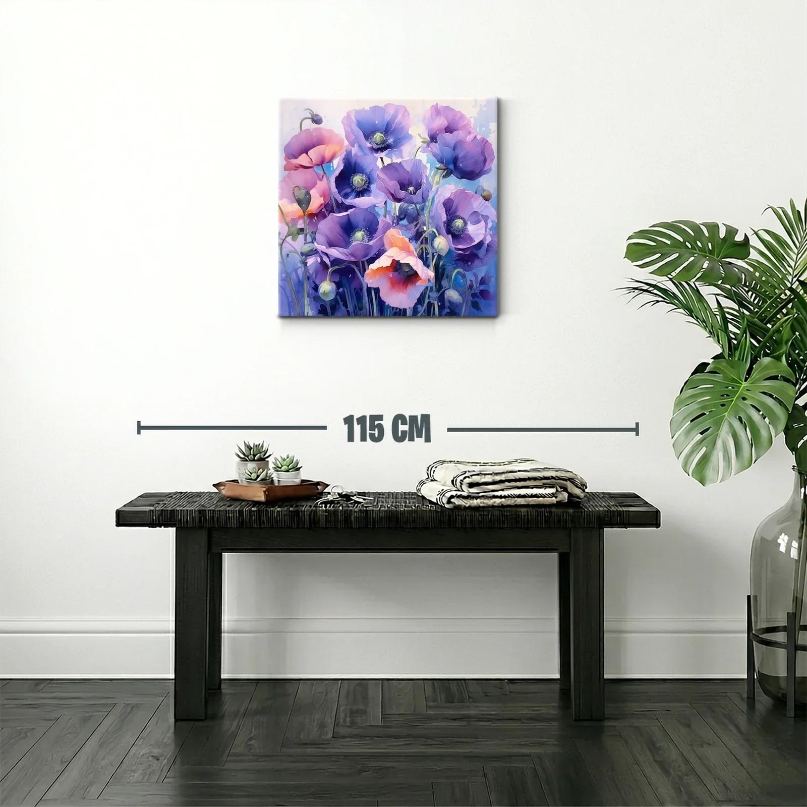 Cuadro con flores en tonos violetas y rosados vibrantes — miniatura 2