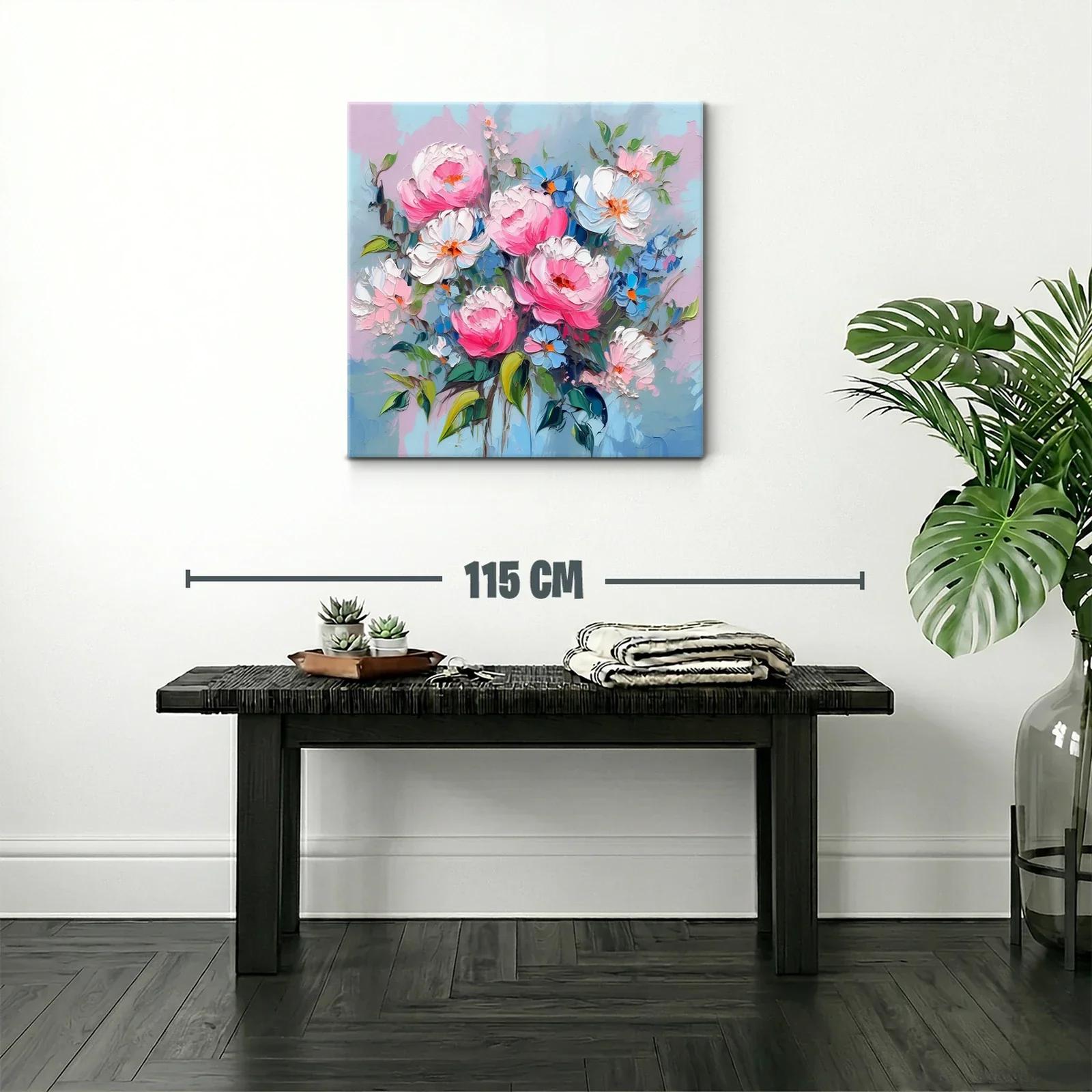 Lienzo con flores en tonos rosados y azules relajantes — miniatura 2