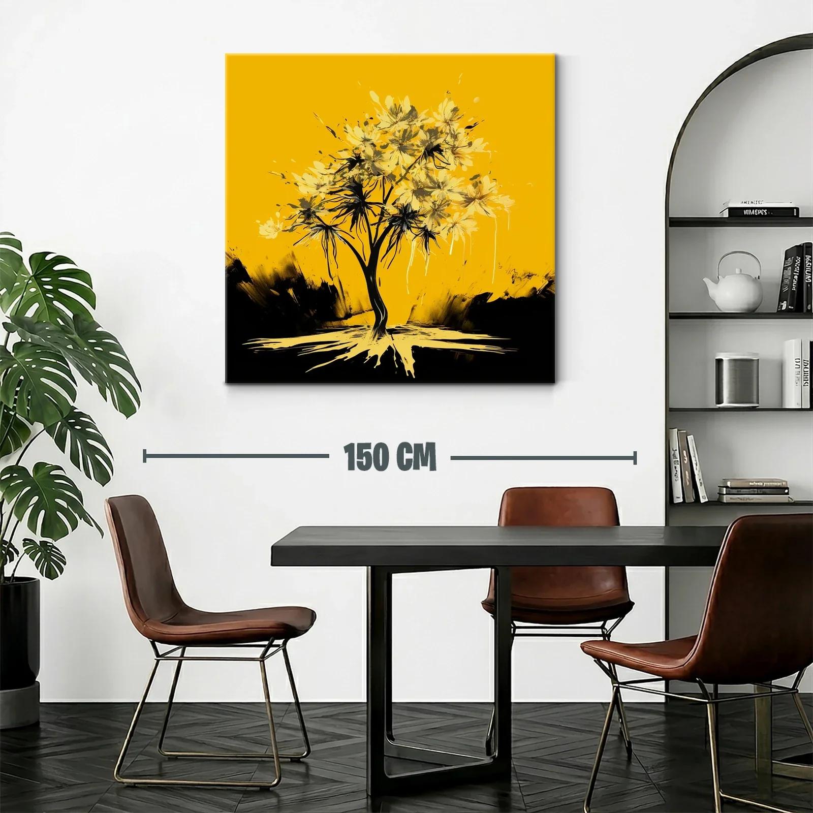 Árbol abstracto con flores amarillas sobre fondo vibrante — miniatura 2