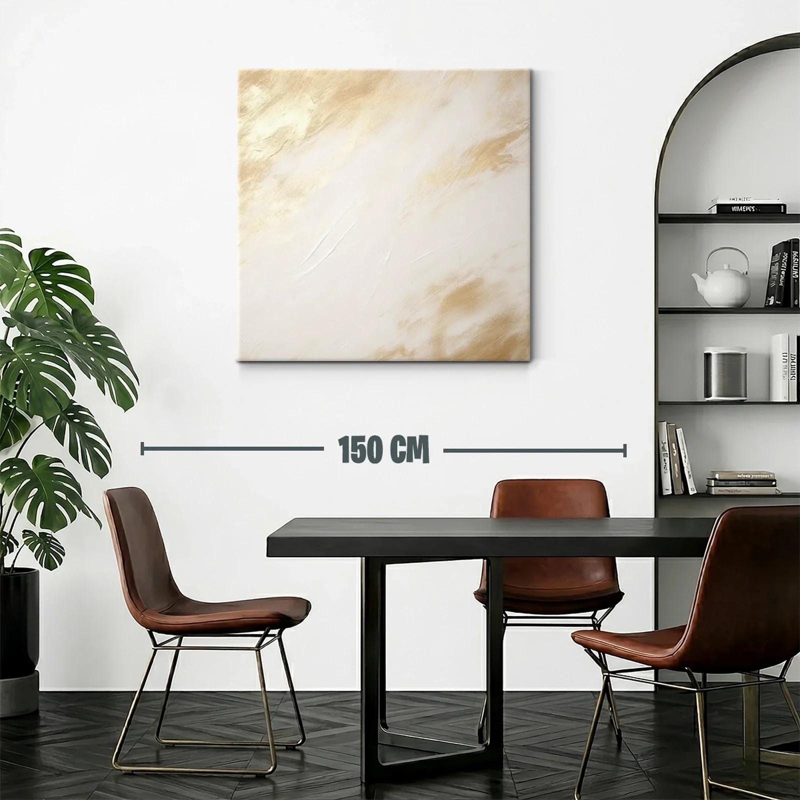 Cuadro abstracto en tonos beige y crema cálidos — miniatura 2