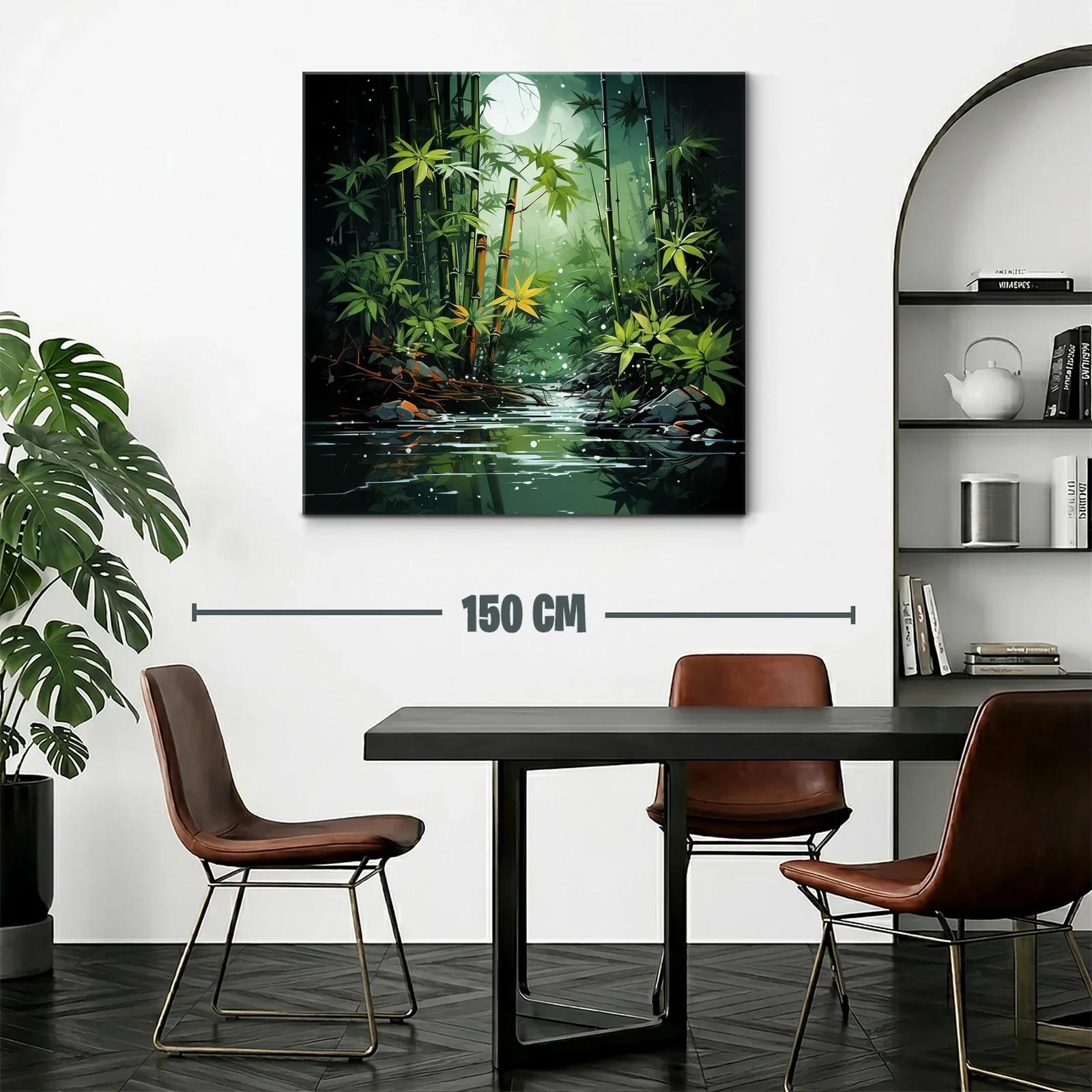 Bosque de bambú bajo la luz de luna llena en calma — miniatura 2