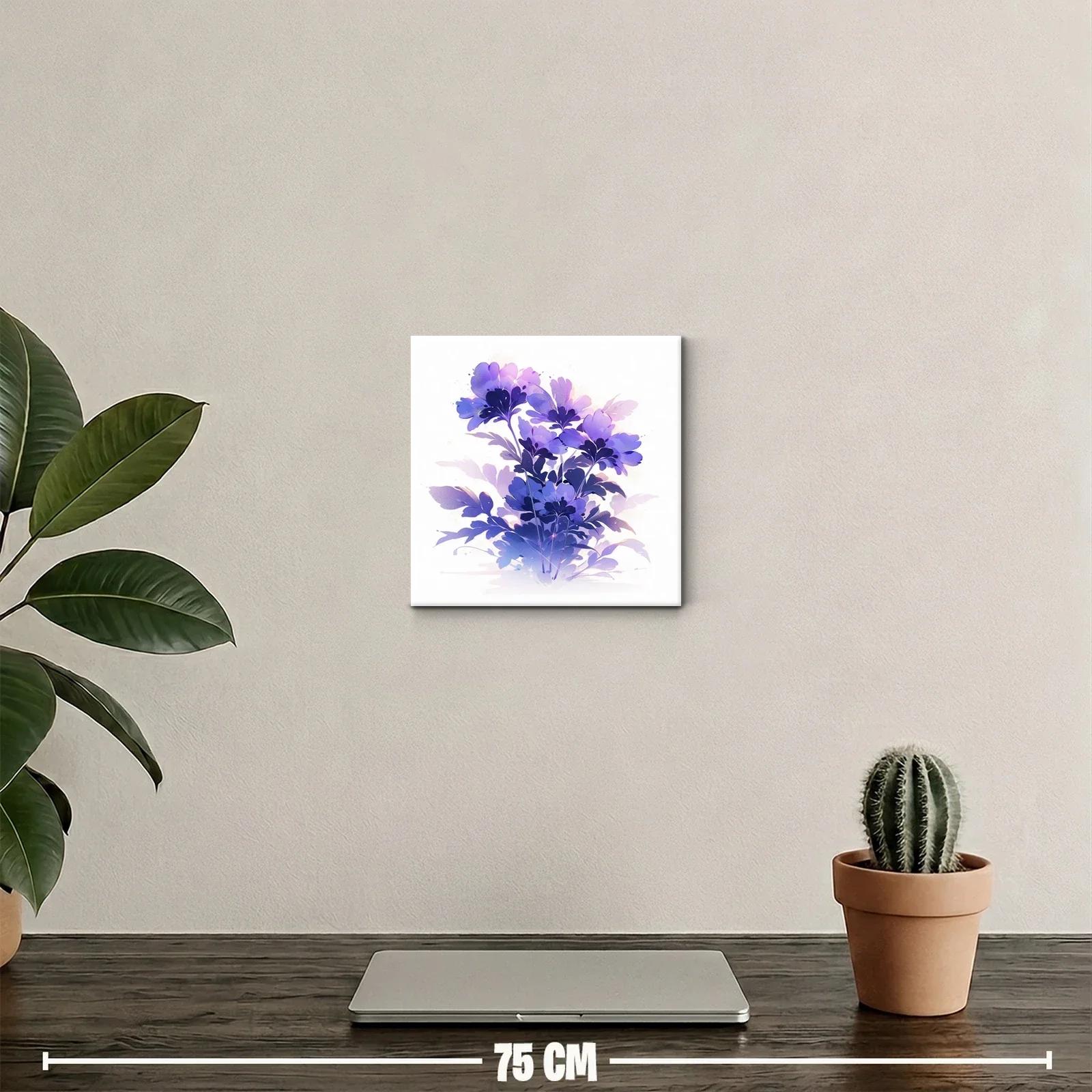 Cuadro decorativo ramo floral en tonos violeta y azul — miniatura 2