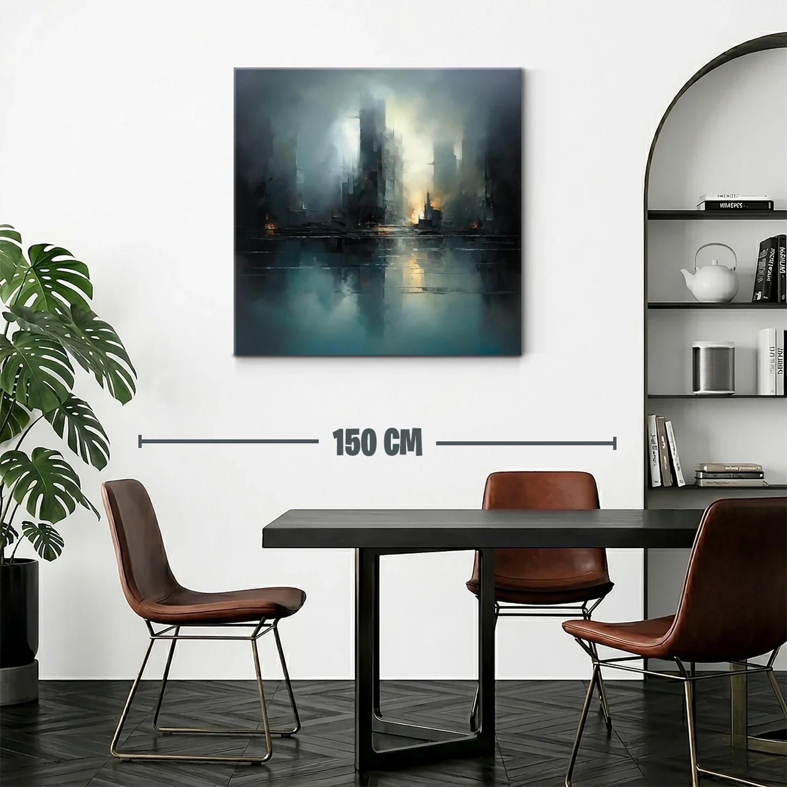 Paisaje urbano nebuloso con reflejos de luz cálida — miniatura 2