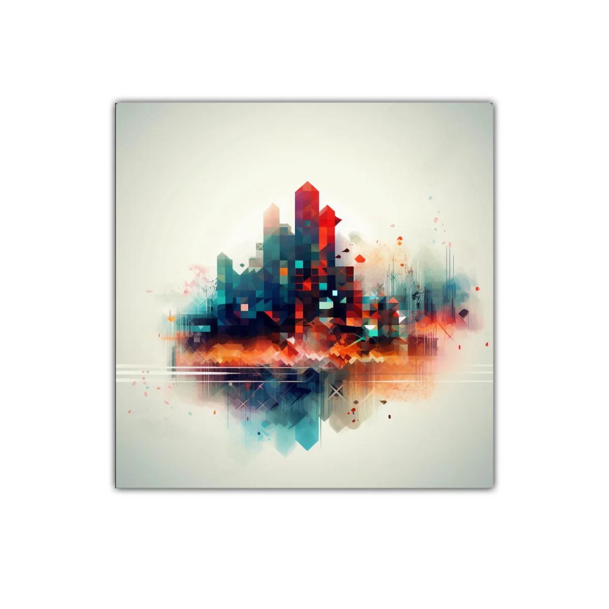Composición abstracta con tonos cálidos y fríos en equilibrio