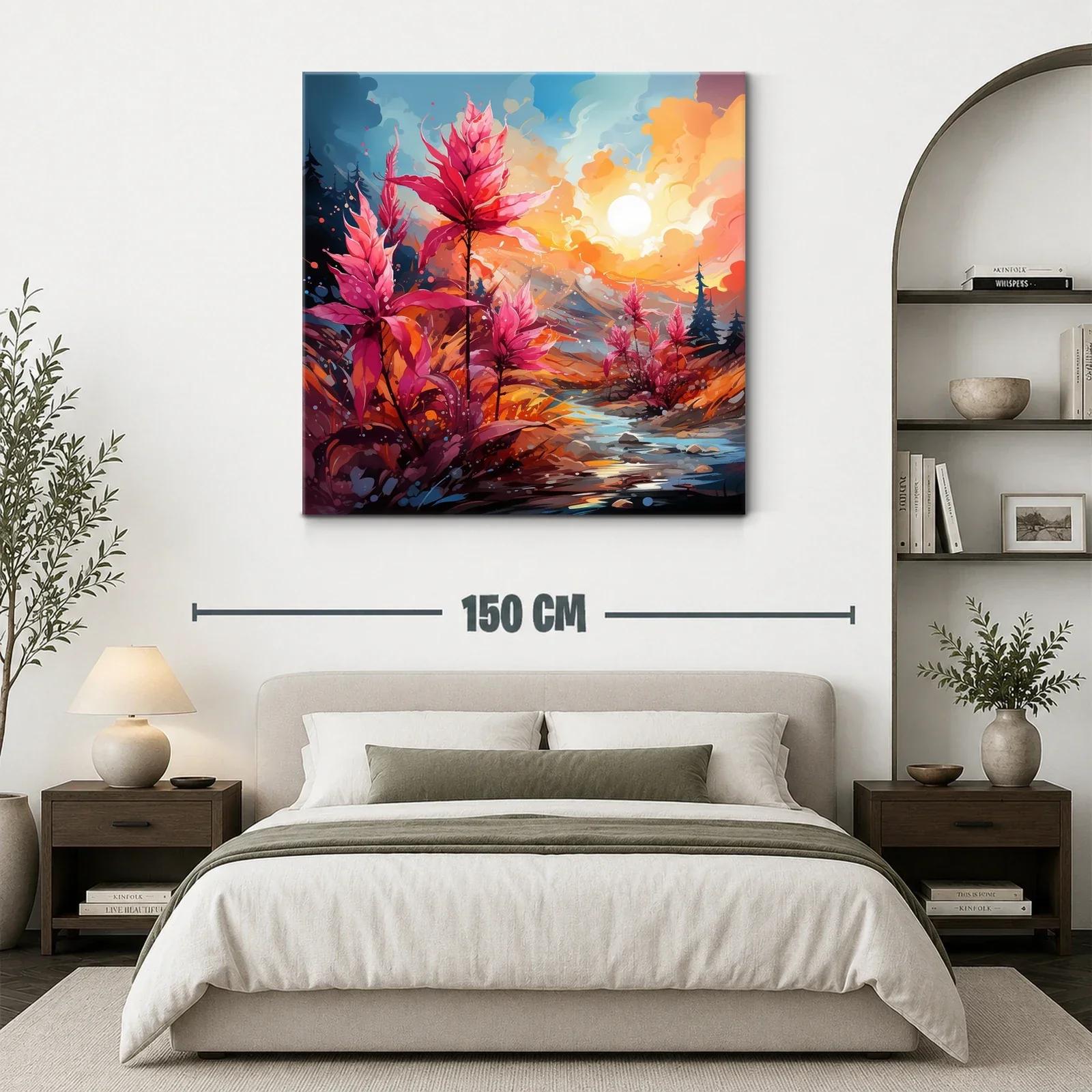 Paisaje vibrante con flores fucsias bajo el sol radiante — miniatura 3