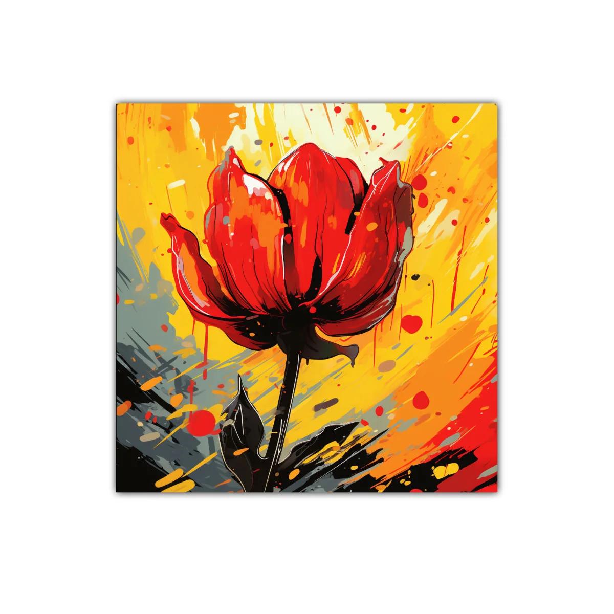 Flor roja vibrante con fondo abstracto de colores intensos — imagen principal