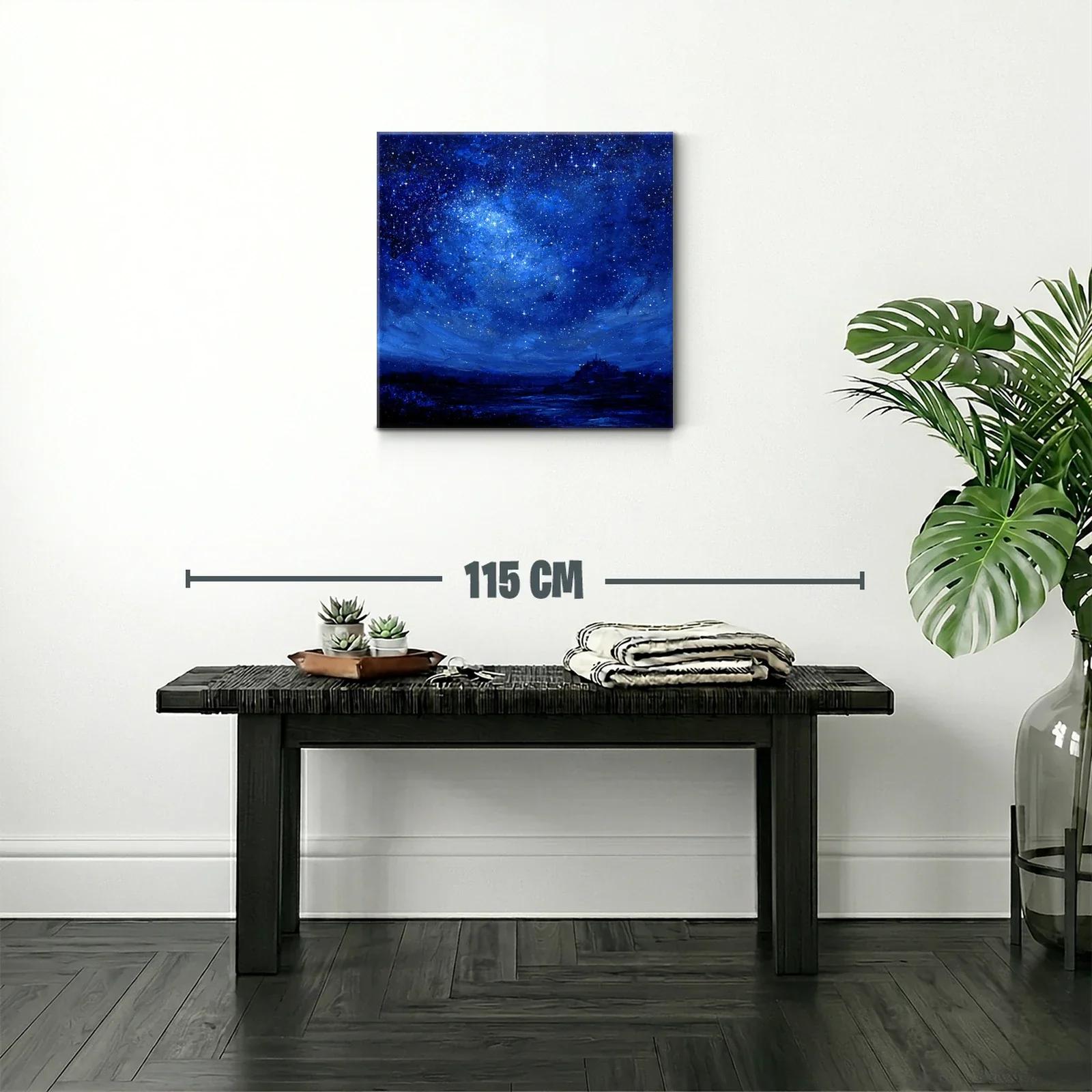 Cielo Estrellado Nocturno con Silueta de Paisaje — miniatura 2