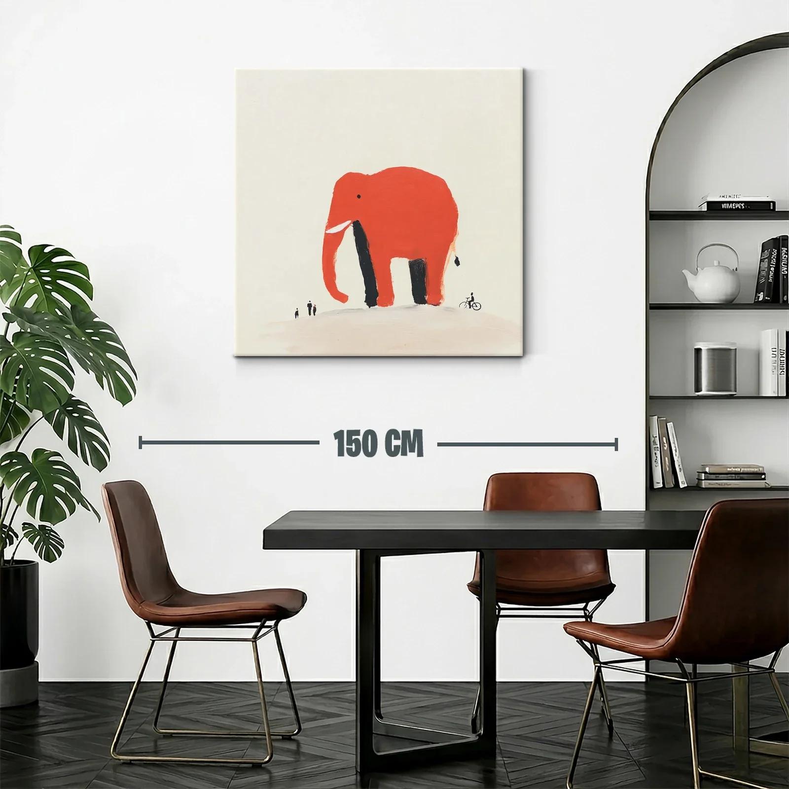 Elefante rojo sobre colina con figuras pequeñas — miniatura 2