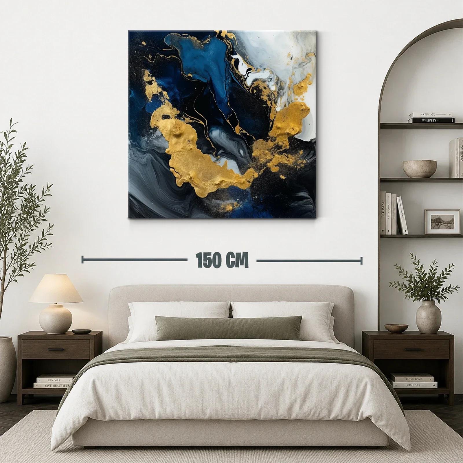 Composición abstracta en tonos azul y dorado brillante — miniatura 3