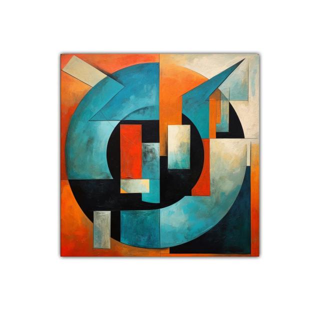 Composición abstracta geométrica en tonos azules y naranjas