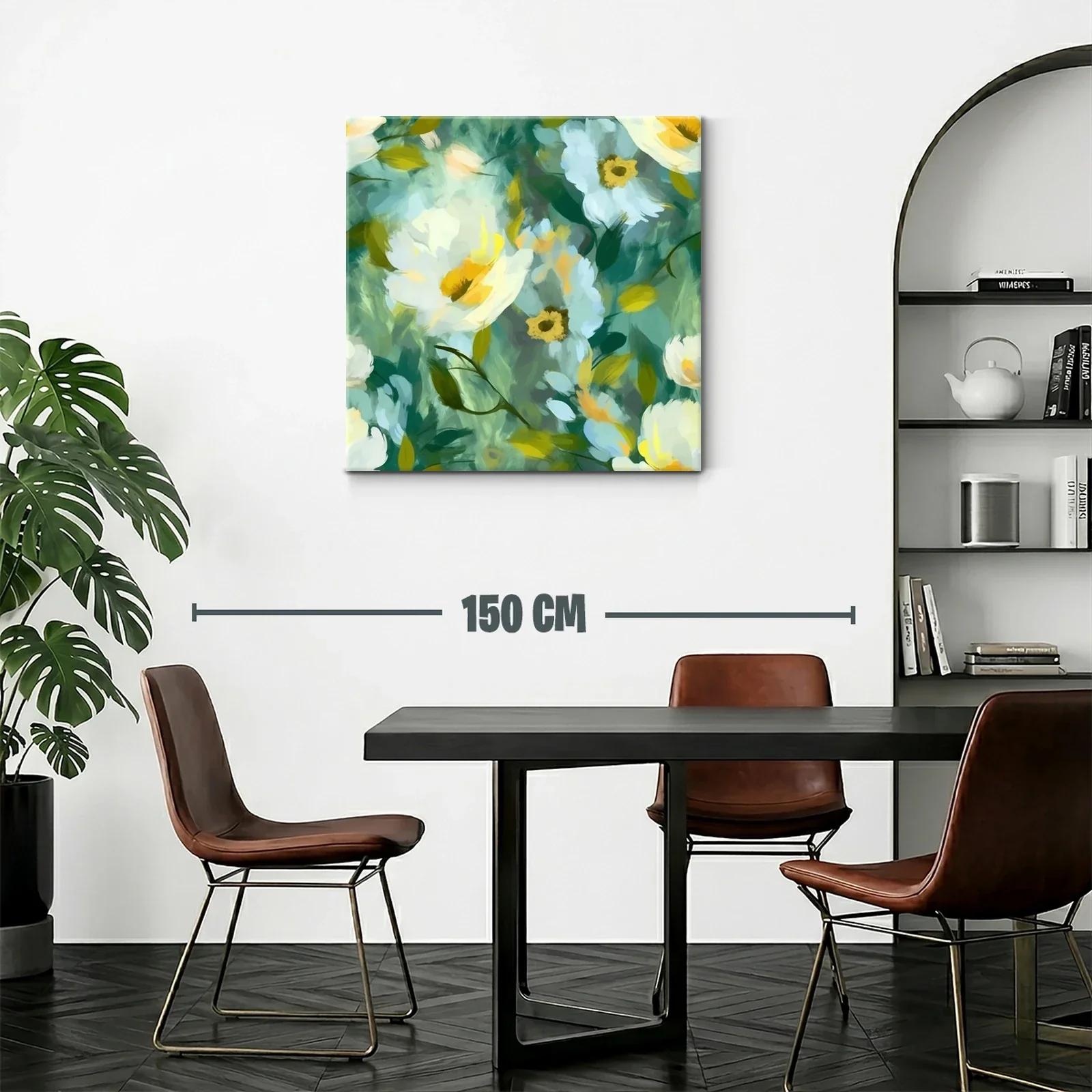 Cuadro floral con tonos verdes y amarillos vibrantes — miniatura 2
