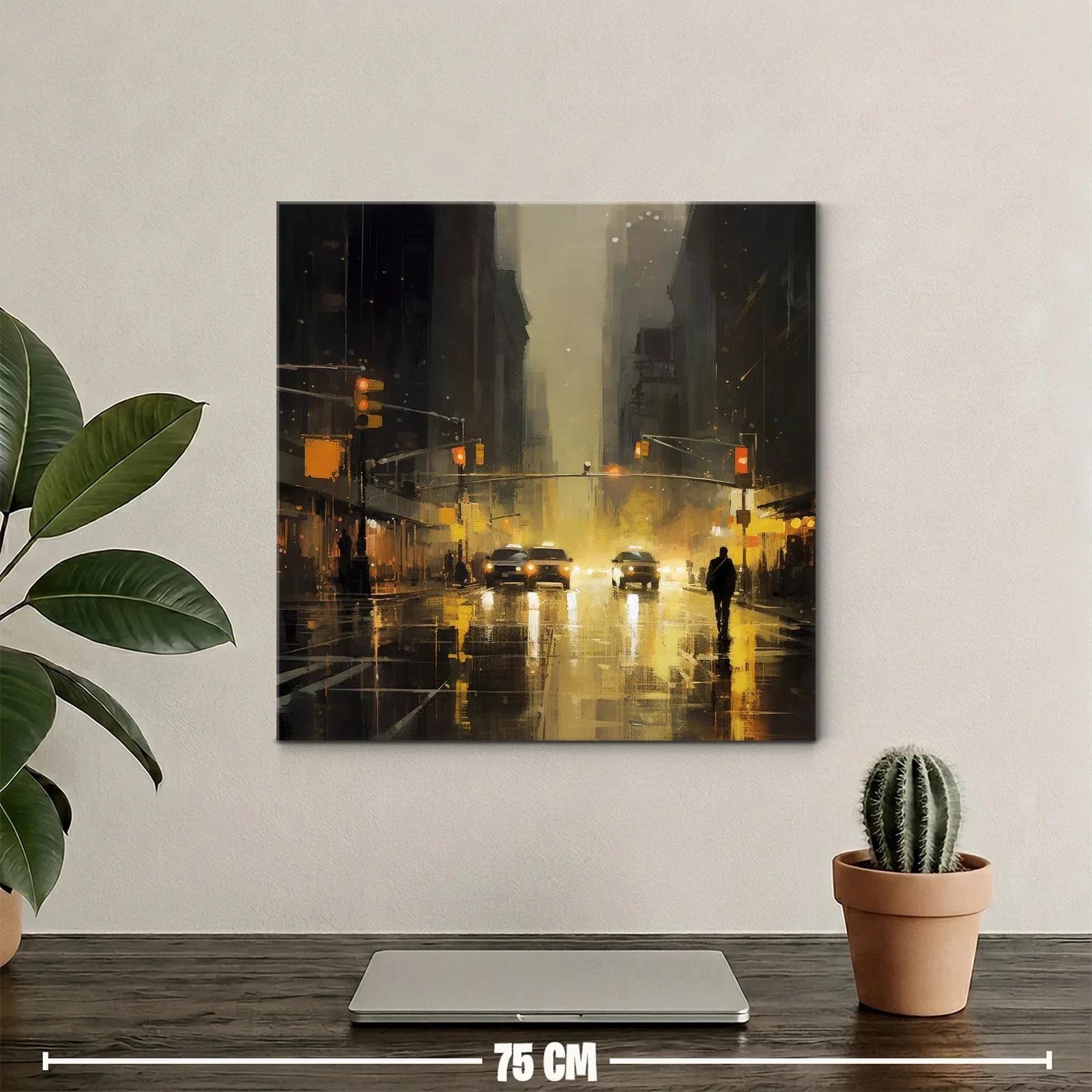 Ambiente urbano nocturno con luces cálidas y reflejos — miniatura 2