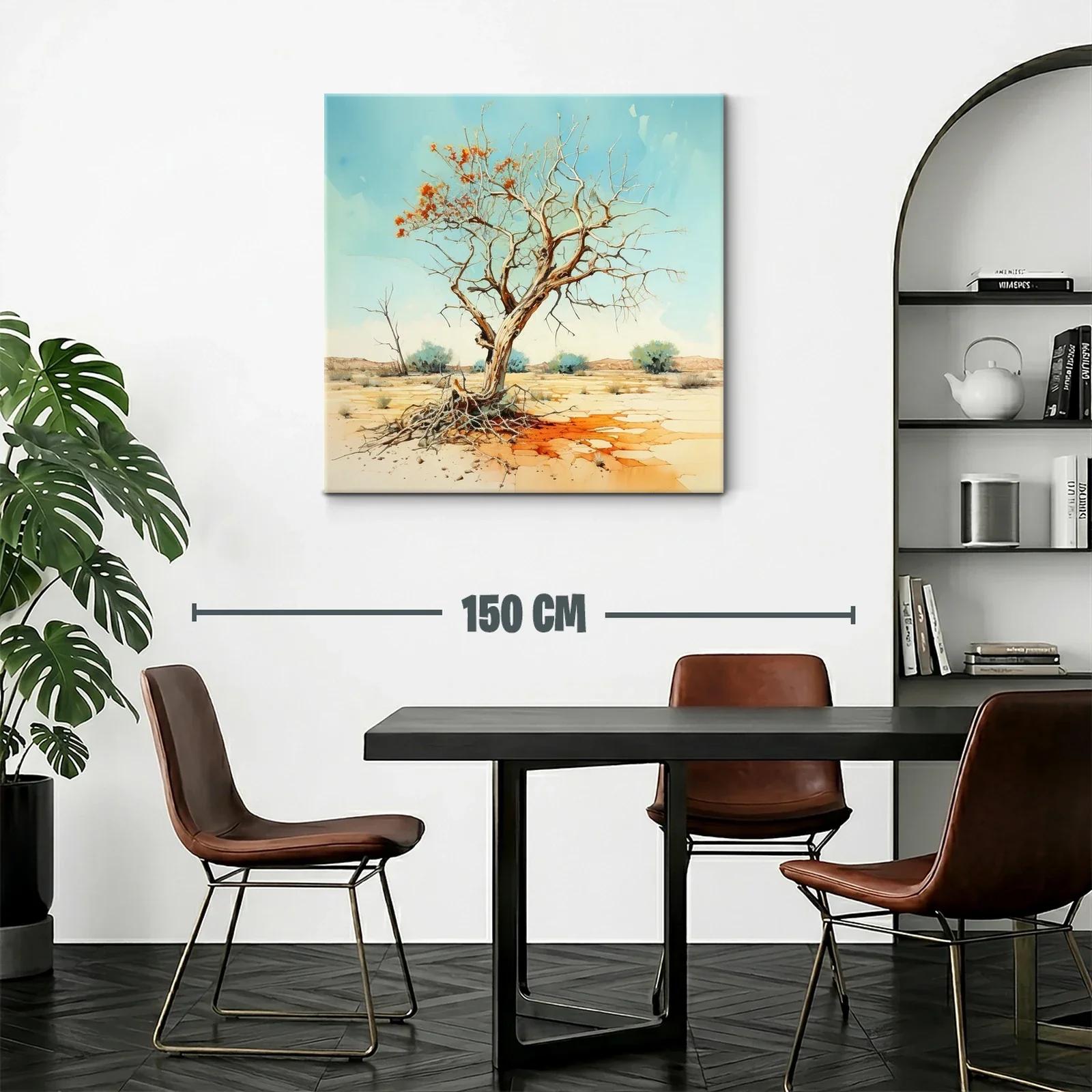 Árbol Seco con Flores Naranjas en Paisaje Árido — miniatura 2