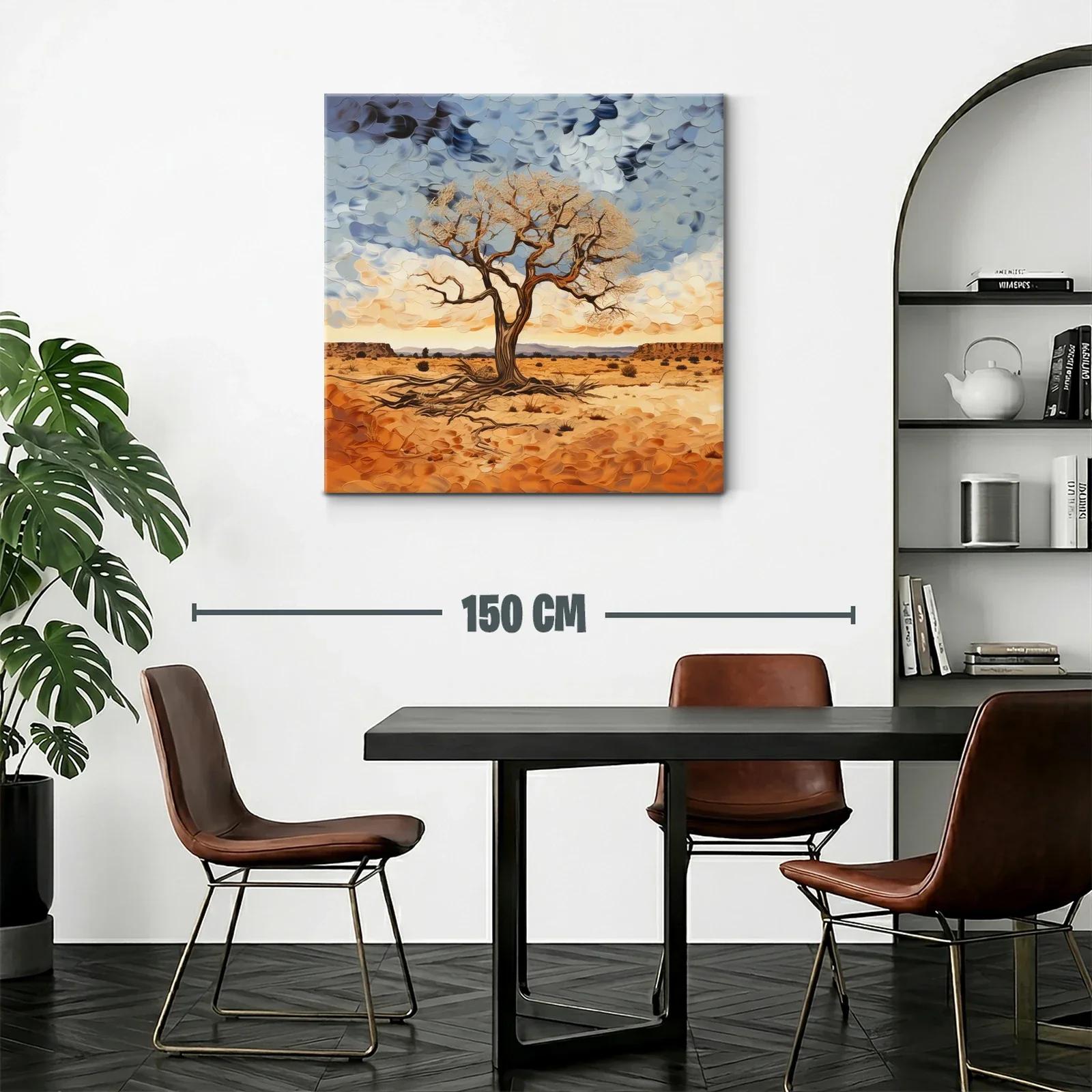 Árbol solitario en paisaje desértico con cielo dramático — miniatura 2