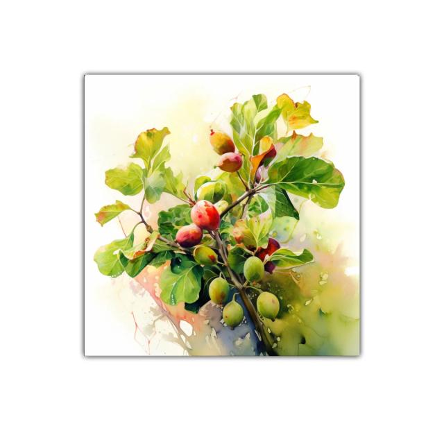 Cuadro decorativo ramaje con frutos maduros y hojas verdes