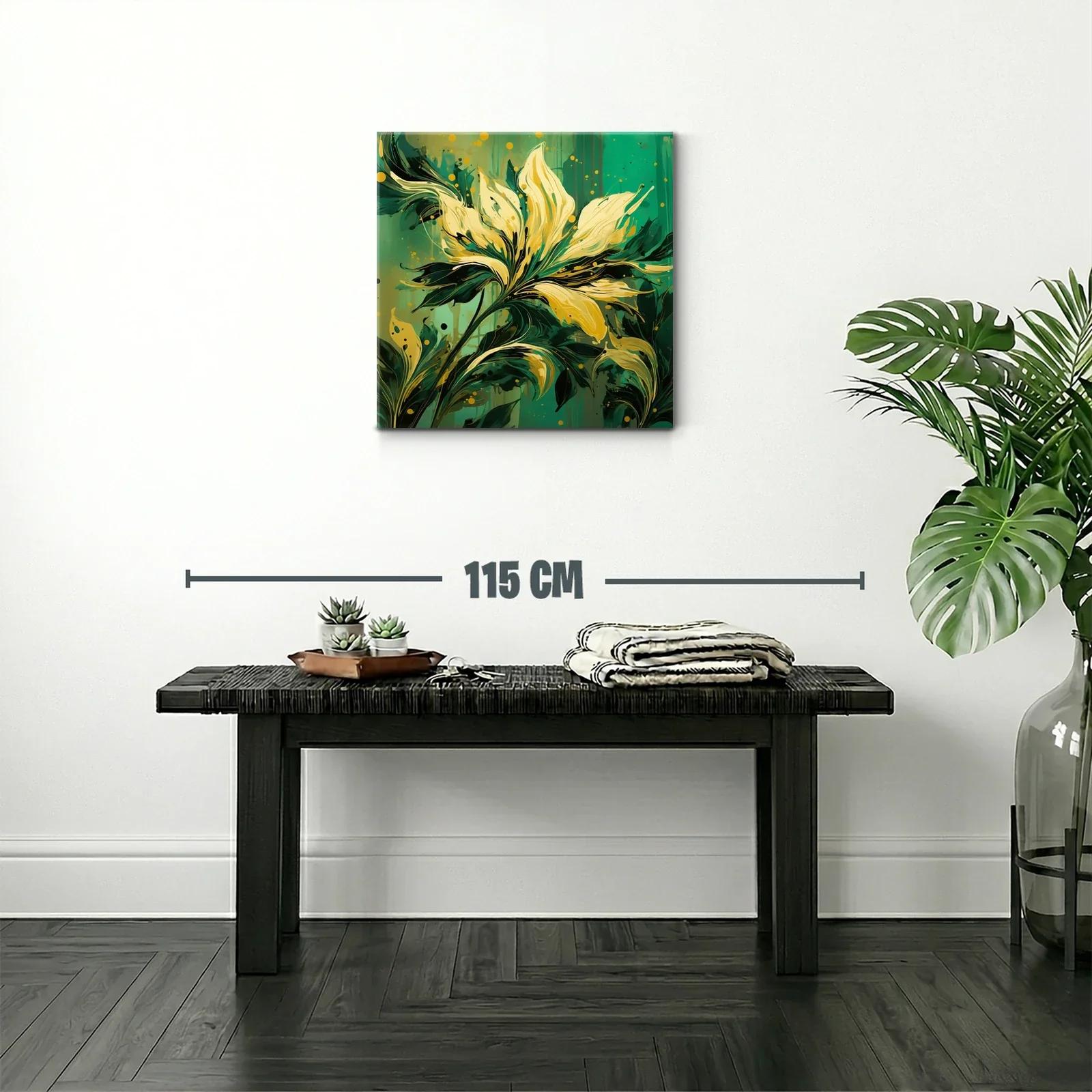 Flor abstracta en tonos verdes y amarillos vibrantes — miniatura 2