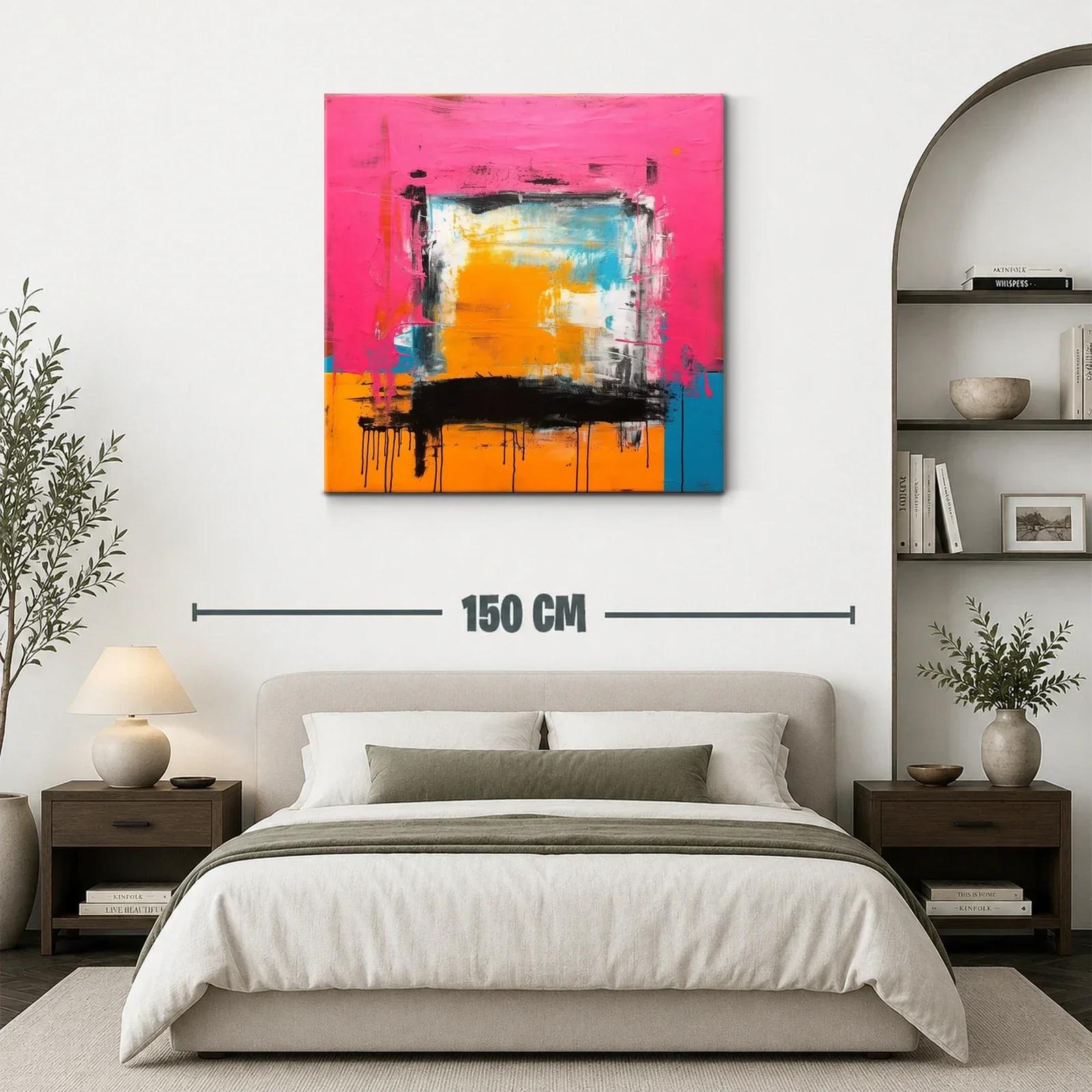 Cuadro abstracto con vibrantes tonos rosa y naranja — miniatura 3