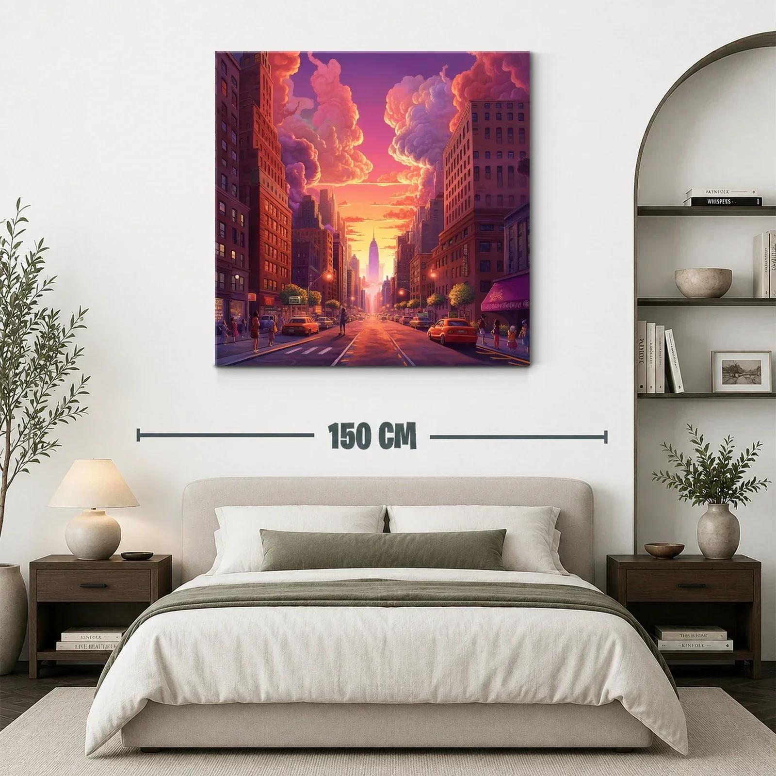 Atardecer en ciudad con cielo de nubes vibrantes — miniatura 3