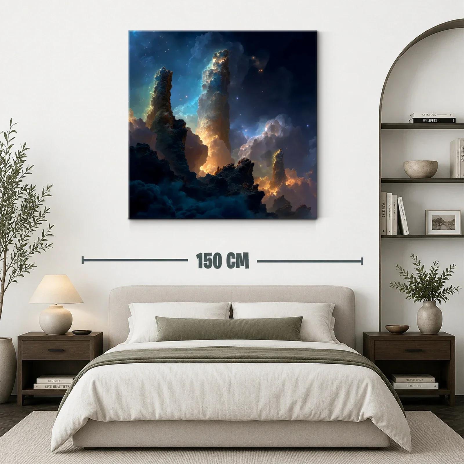 Paisaje cósmico con pilares de luz y nebulosas — miniatura 3