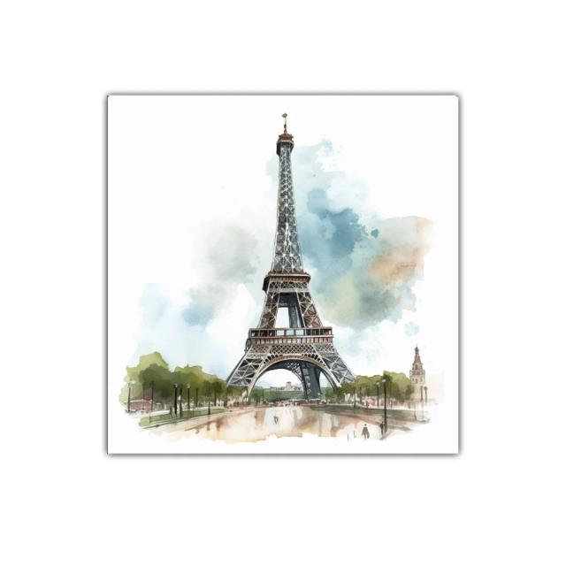 Cuadro decorativo Torre Eiffel con toque acuarela suave