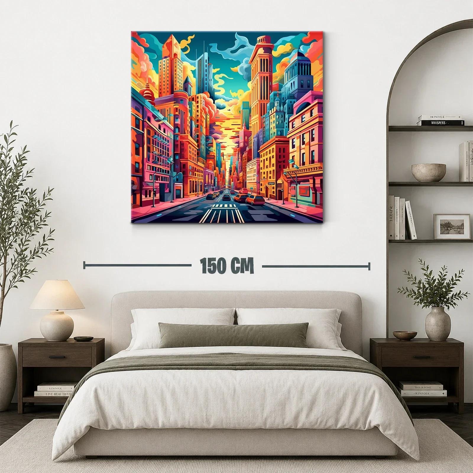 Vibrante paisaje urbano con cielo al atardecer — miniatura 3