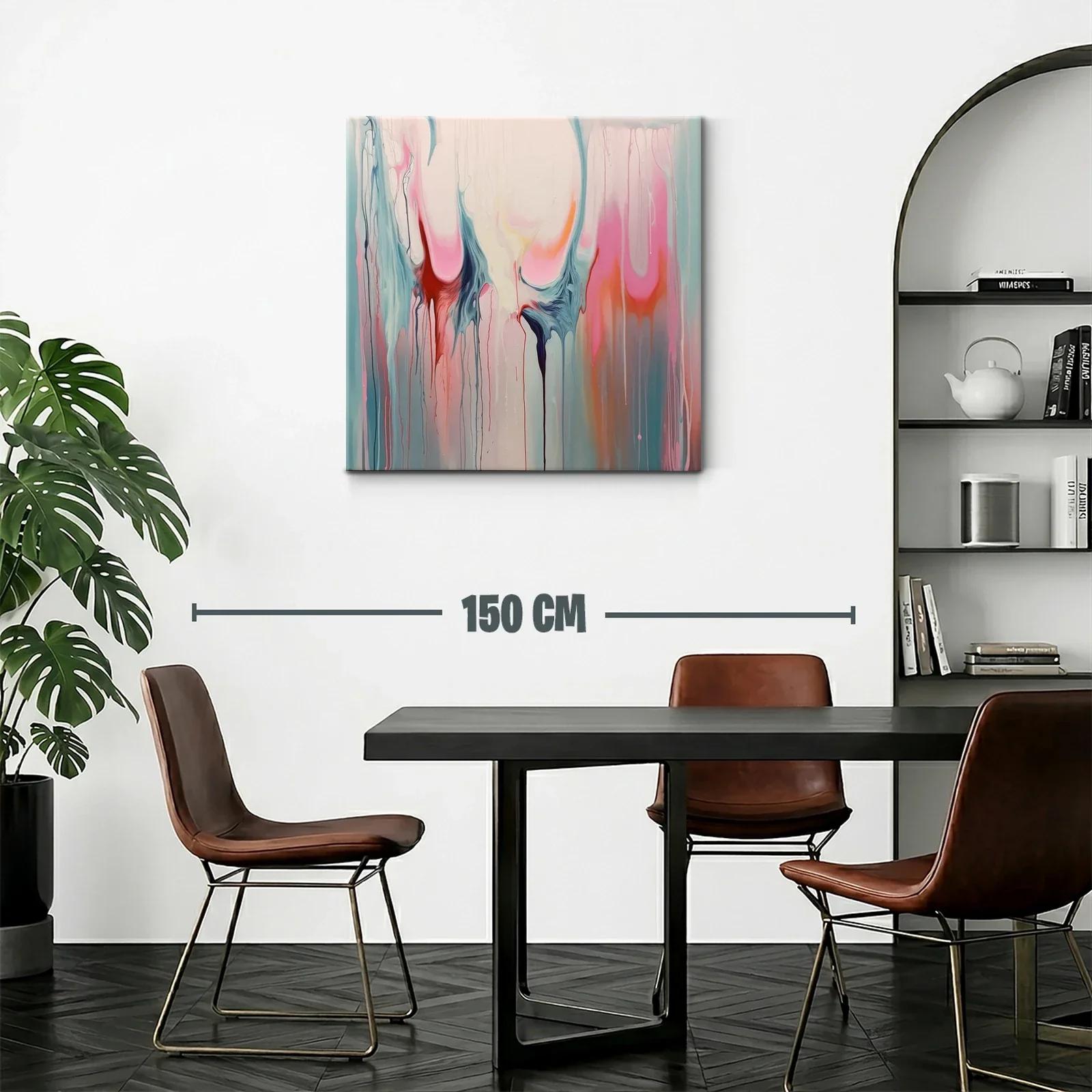 Cuadro abstracto con formas fluidas en tonos pastel y vibrantes — miniatura 2