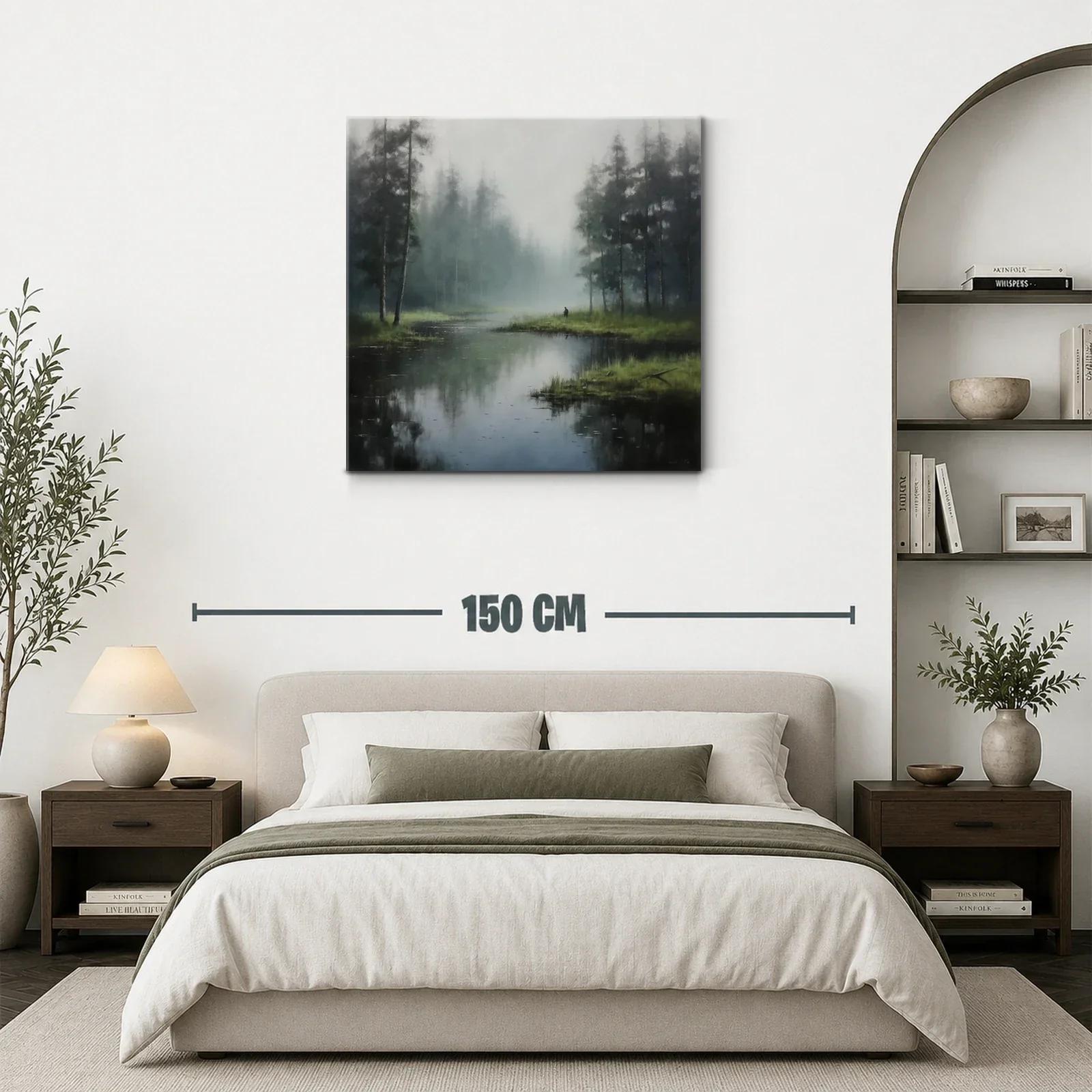 Paisaje brumoso con río y árboles al amanecer — miniatura 3