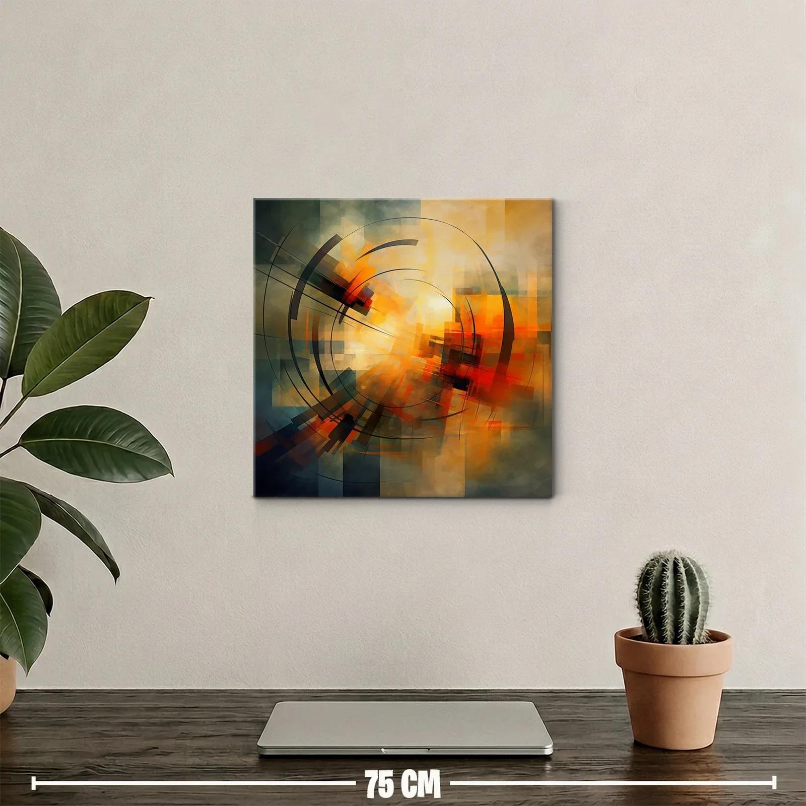 Cuadro abstracto con formas circulares y tonos cálidos — miniatura 2