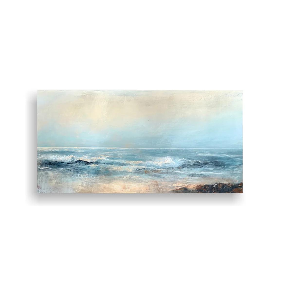 Cuadro olas del mar con cielo brumoso