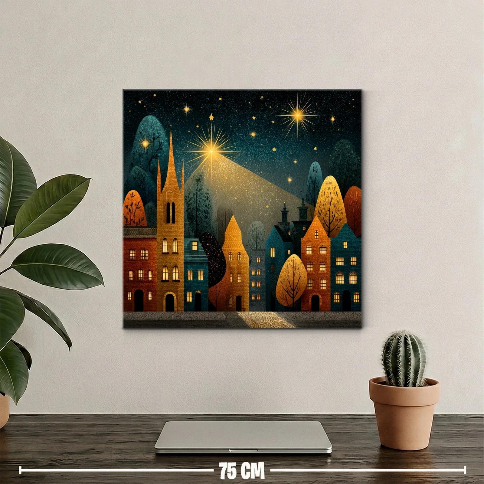 Pueblo encantado bajo un cielo estrellado y luminoso — miniatura 2