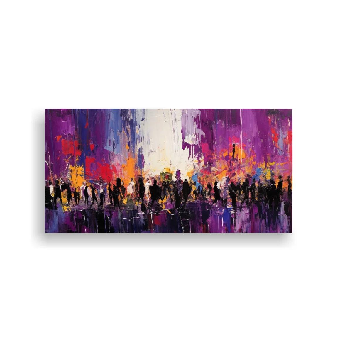 Cuadro multitud de personas con luces violeta y reflejos