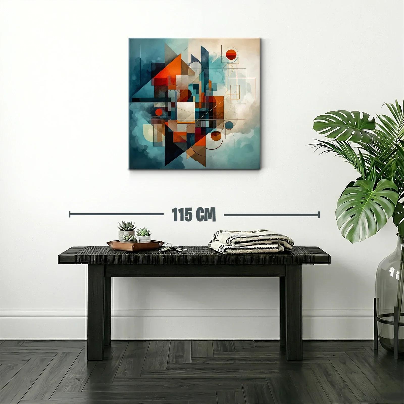 Composición geométrica abstracta en tonos cálidos y fríos — miniatura 2