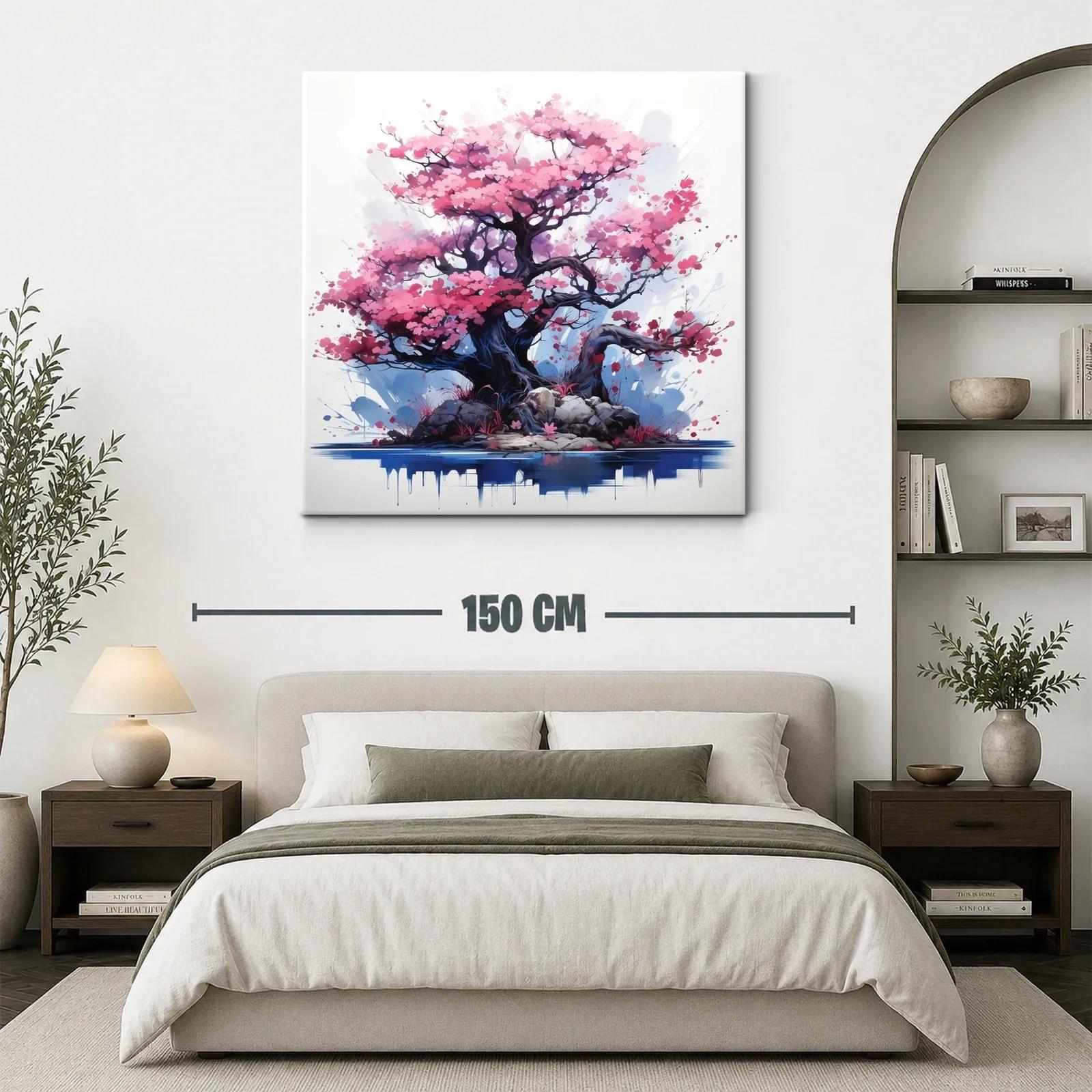 Árbol con flores rosas en paisaje delicado y armonioso — miniatura 3