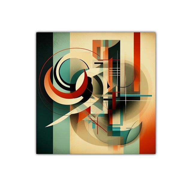 Composición abstracta con formas geométricas y colores cálidos