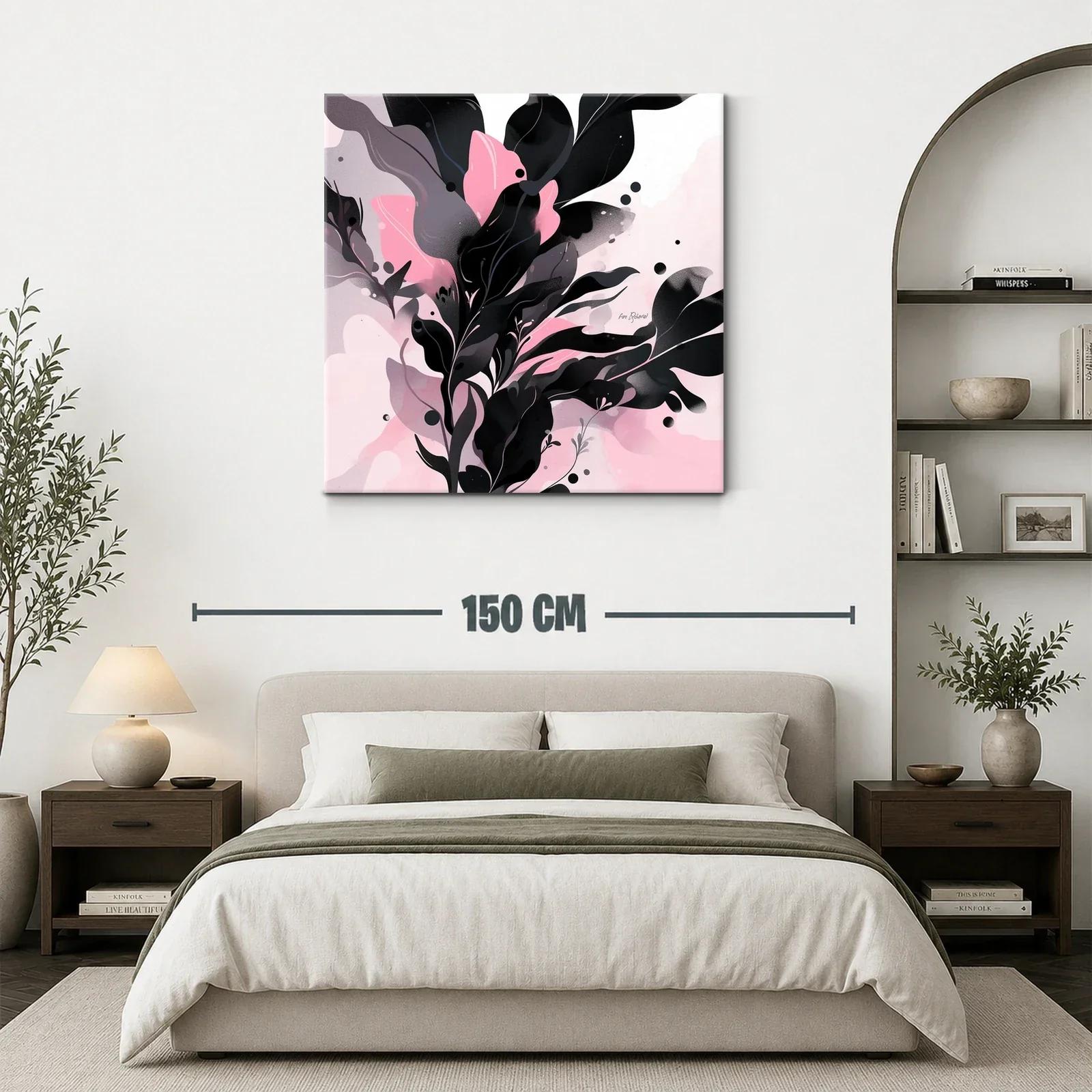 Composición abstracta de hojas en tonos rosas y negros — miniatura 3