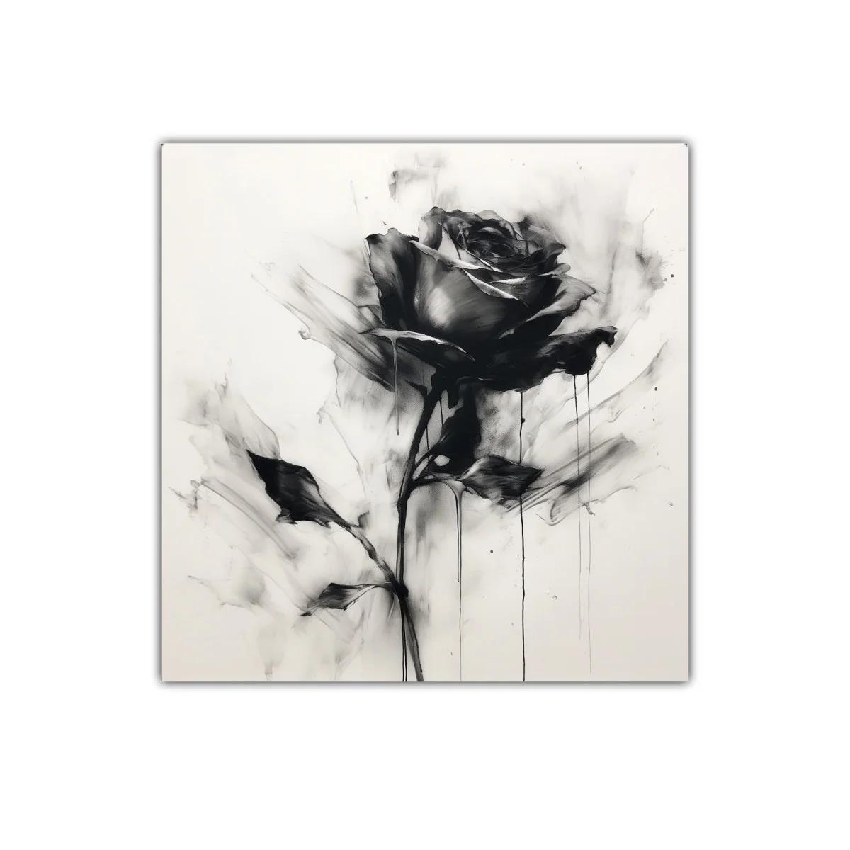 Rosa en blanco y negro con efecto acuarela y trazos fluidos — imagen principal
