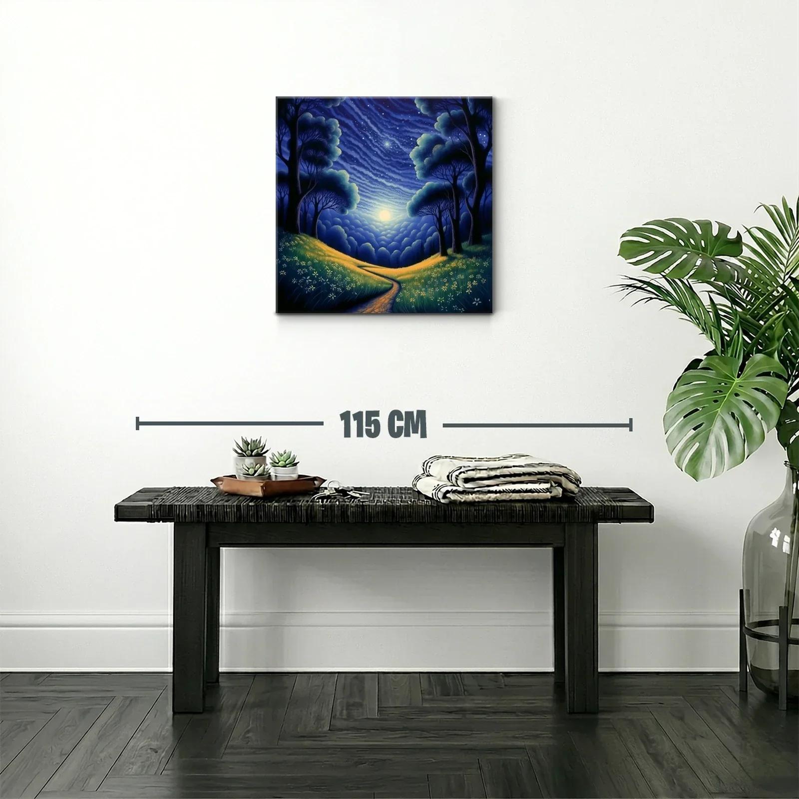 Paisaje nocturno con sendero y cielo estrellado — miniatura 2