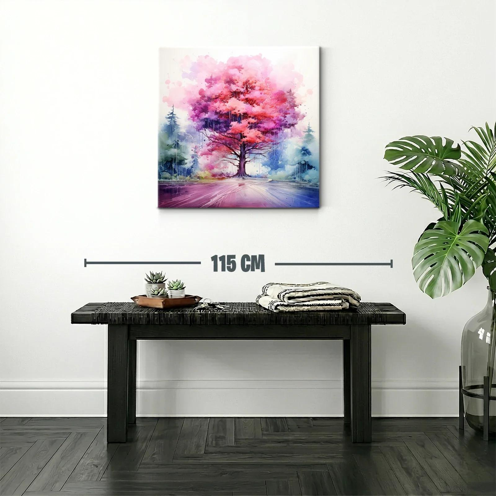 Árbol vibrante en tonos rosas y púrpuras con entorno nebuloso — miniatura 2